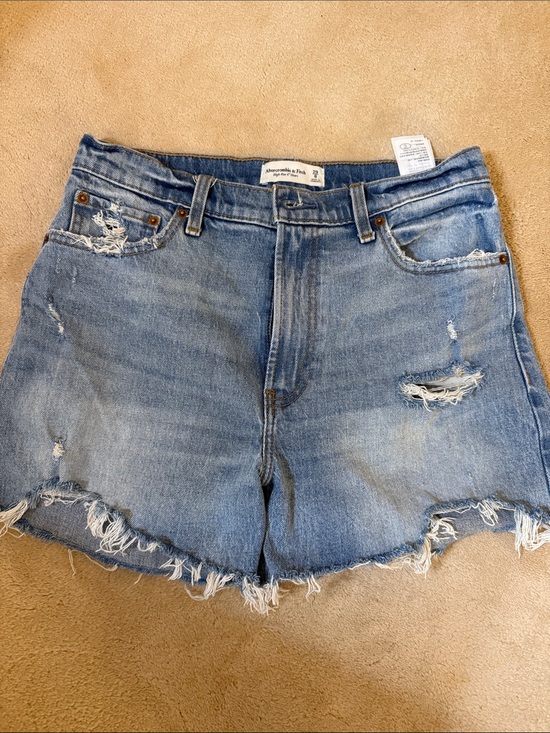 Abercrombie & Fitch Pants - Abercrombie & Fitch light blue frayed denim shorts
